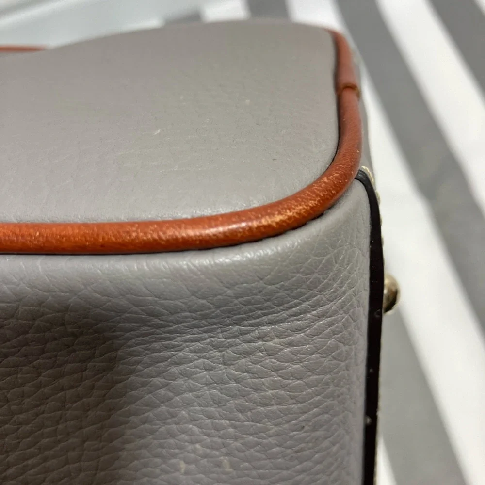 Authentic  Dooney & Bourke elephant gray pebbled leather barrel (Trudy) satchel - Picture 13 of 15